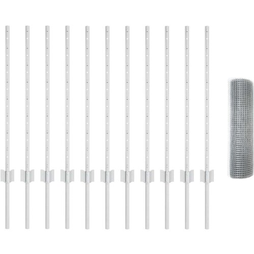  Zavarena Ograda s 11 U Stupovima Srebrna 0.8x25 m Čelik Slike