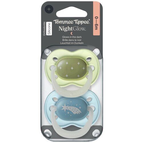 Tommee Tippee tolažilna duda - silikon , nočna, 0-6m, M, 2/1 Cene