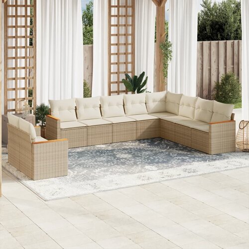 vidaXL 10-dijelni set vrtnih sofa s jastucima bež od poliratana Cijene