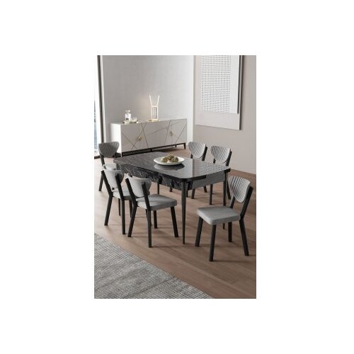 Hanah home trpezarijski set, 7 dijelova, siva Cijene
