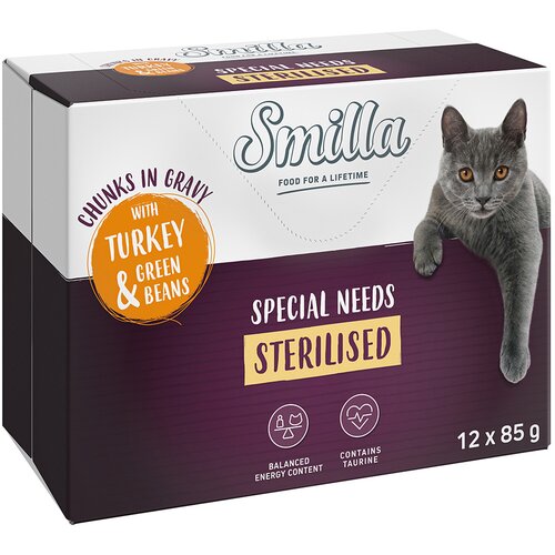 Smilla Sterilised ko&amp;scaron;čki z zelenjavo 12 x 85 g - s puranom in stročjim fižolom Slike