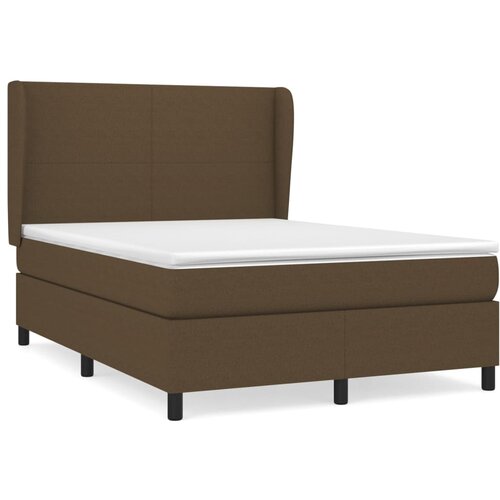 vidaXL Box spring postelja z vzmetnico temno rjav 140x190 cm blago, (20930468) Cene