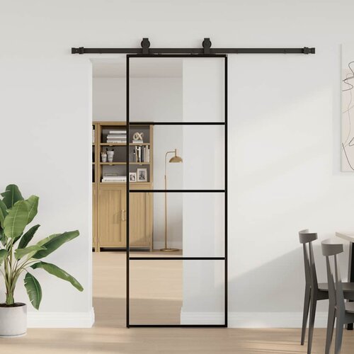 vidaXL Klizna vrata s priborom crna 76 x 205 cm od ESG stakla Cijene