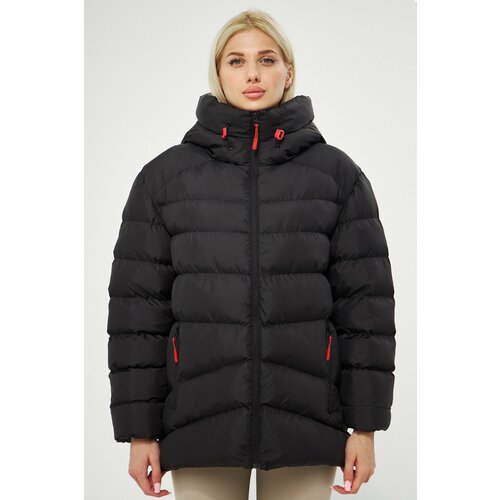 River Club Women's Black Lined Hooded Water And Windproof Inflatable Winter Coat. Slike