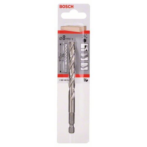 Bosch Spiralna burgija za drvo, 1/4" šestostrana drška 2608595523, 8 x 75 x 117 mm Cene