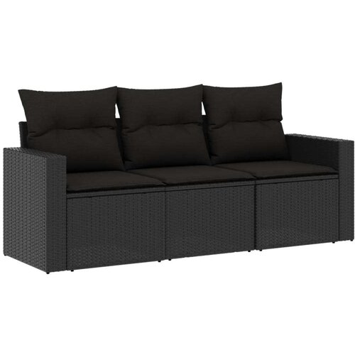 vidaXL 3-dijelna vrtna garnitura od poliratana s jastucima crna Cijene