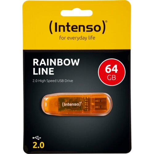 Intenso USB Flash drive 64GB Hi-Speed USB 2.0, Rainbow Line, ORANGE &ndash; USB2.0-64GB/Rainbow Cijene