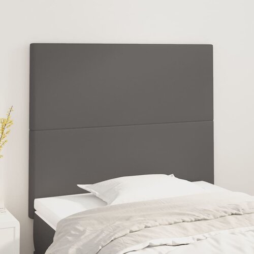 VidaXL Posteljno vzglavje 2 kosa siv 90x5x78/88 cm umetno usnje Slike