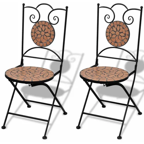  Sklopive bistro stolice 2 kom keramika terakota