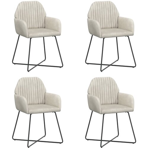 vidaXL Jedilni stoli 4 pcs Žamet Krem 55 x 50 x 84 cm Cene