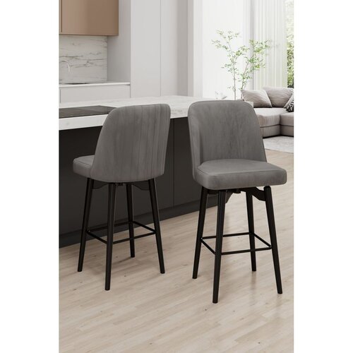 Hanah home set barskih stolica Evax, 6 kom, sivi / crni Slike