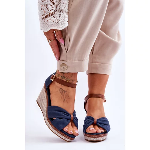 Kesi Women's wedge sandals navy blue Daphne