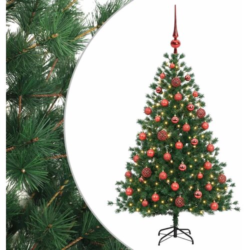 Umjetno božićno drvce s kuglicom 150 cm 150 LED lampica - 150 cm s LED-ima i crvenim lopticama Slike