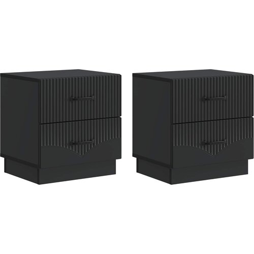vidaXL Nočna omarica 2 pcs Črna 43 x 34,5 x 44,5 cm Inženirski les, (5000233437) Cene