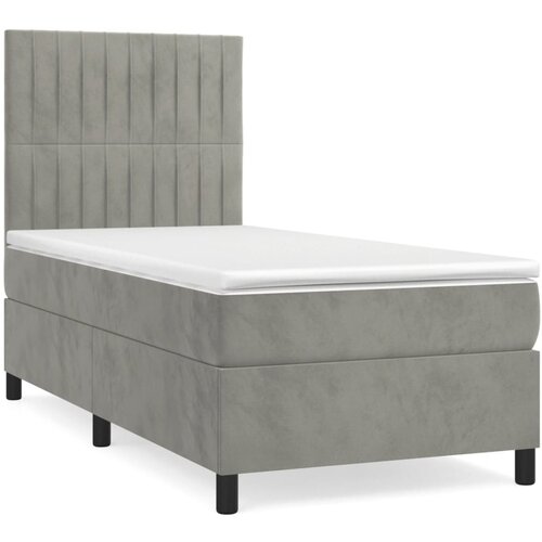 Maison Chic Box spring postelja - Vzmetna postelja z vzmetnico svetlo siva 90x200 cm žamet SL13295, (21903318) Slike