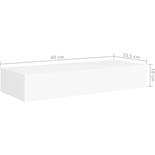VidaXL Stenska polica s predalom bela 60x23,5x10 cm mediapan Slike