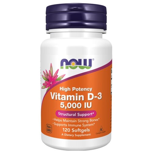Now Foods Vitamin D3 NOW, 125 &amp;micro;g / 5000 IE (120 kapsul) Slike