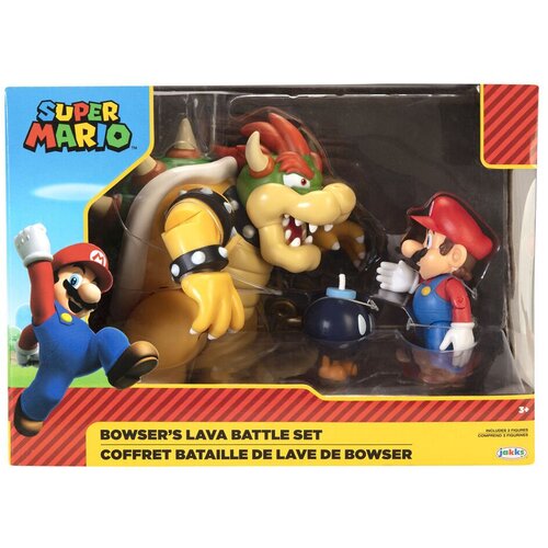 Jakks Pacific Action Figure World of Nintendo - Super Mario - Mario vs. Bowser Lava Battle (3-pack) Cene