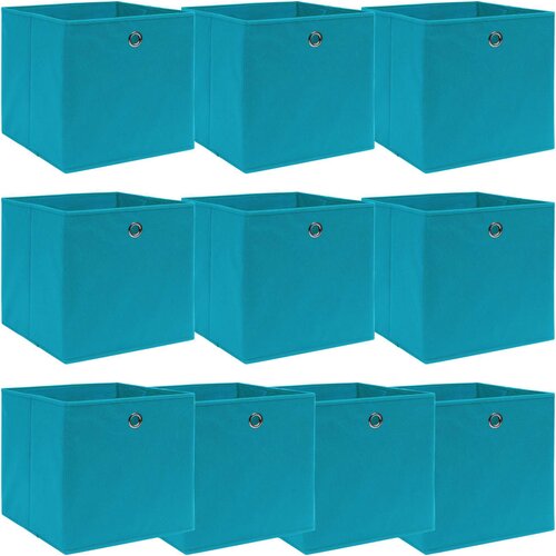 vidaXL škatle za shranjevanje x 10 baby modre 32x32x32 cm blago Cene