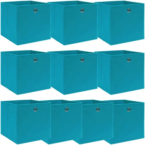 vidaXL škatle za shranjevanje x 10 baby modre 32x32x32 cm blago