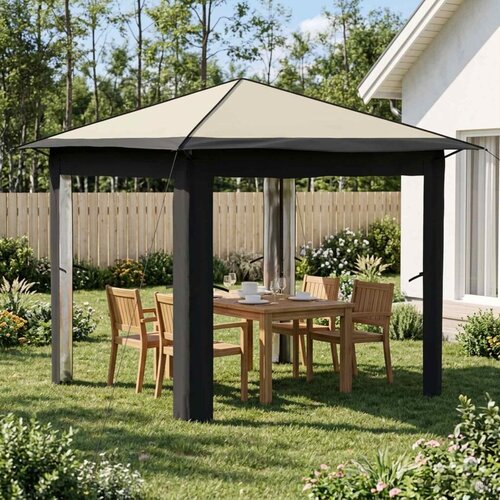Gazebo bez bočne strane 2 6 x 2 6 m Krem i Antracit - Krema i antracit Bez bočnog zida Cijene