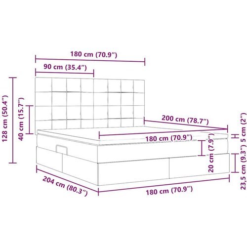  Krevet S LED lampica s uzglavljem Krema 180 x 200 cm tkanina Slike