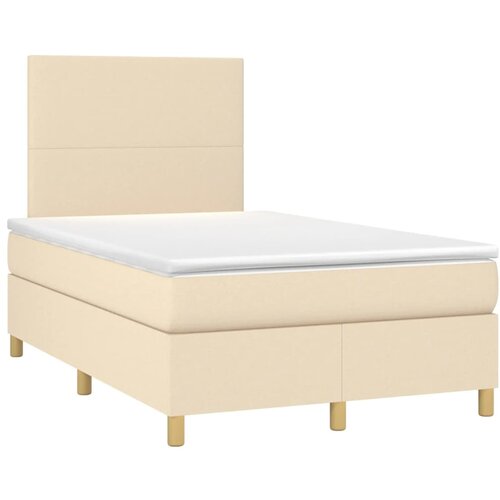 VidaXL Box spring postelja z vzmetnico krem 120x190 cm blago, (21128716) Slike