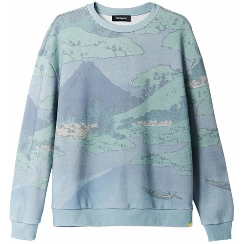 Desigual Sweater majica golublje plava / pastelno zelena