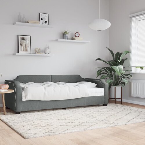 vidaXL Dnevna postelja z vzmetnico temno siva 100x200 cm blago Cene