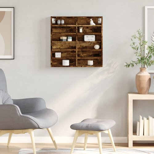  Vitrina boja dimljenog hrasta 60x8,5x58 cm drvena Slike