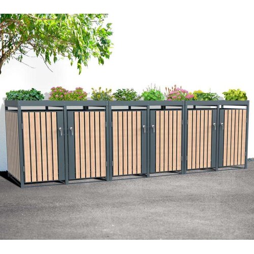  Westman - Spremi&scaron;te za 6 kanti za smeće s krovom za biljke Planta | 6x240L | 84x396x124 cm - BRANDED IN GERMANY Cijene