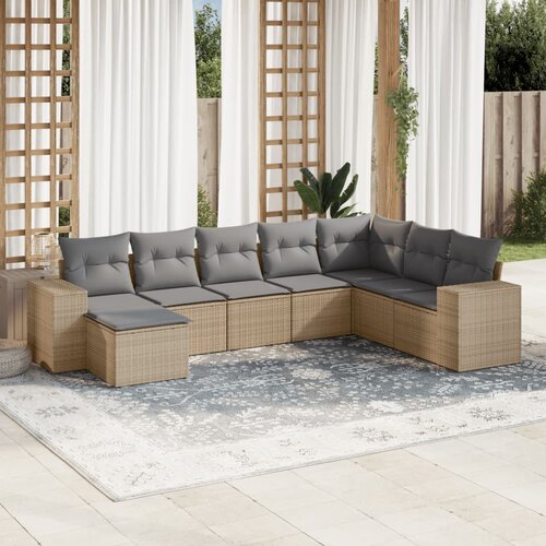 vidaXL 8-dijelni set vrtnih sofa od poliratana s jastucima bež Cijene