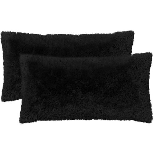  Presvlaka za jastuk 2 pcs HEERLEN Crna 40 x 70 cm PV flis Slike