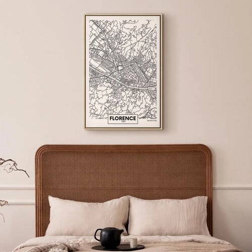  Slika - Florence Map (1 Part) Vertical 40x60 U prirodnom drvenom okviru Slike