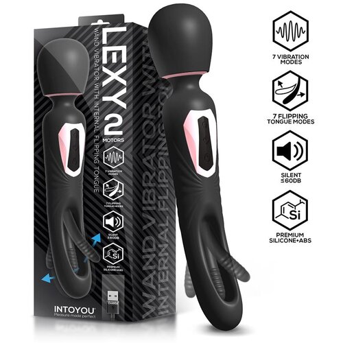 INTOYOU Lexy Vibrating Wand with Internal Flipping Tongue Black Slike