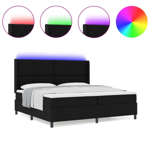  Okvir kreveta s madracem i LED-om crna 200x200 cm tkanina Slike