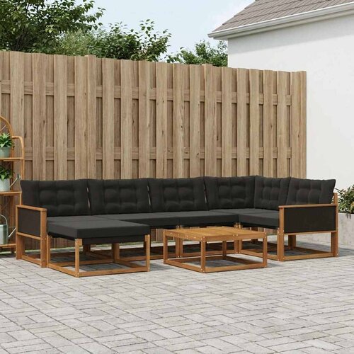  Set vanjskih sofa 7 pcs Prirodna i crna Čvrsto drvo akacije Cene