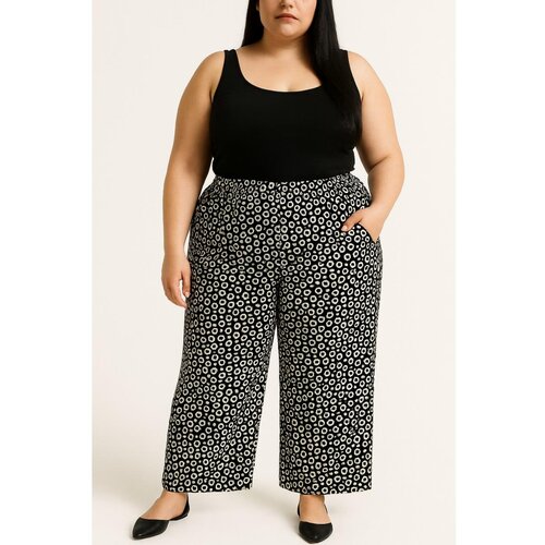Fenzy Plus Size Hlače S Potiskom, Črne Cene