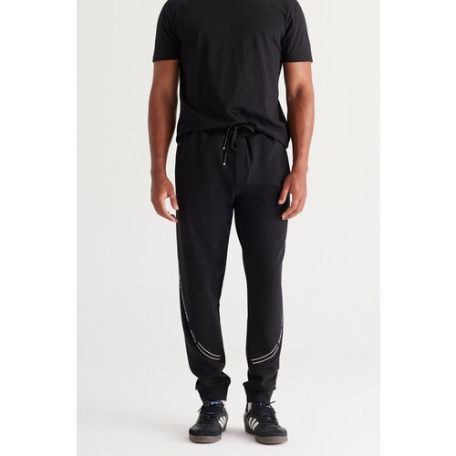 AC&Co / Altınyıldız Classics Men's Black Standard Fit Regular Fit Printed Sweatpants Cene