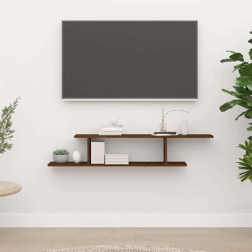  Stenska TV polica rjav hrast 125x18x23 cm konstruiran les, (20601089) Slike