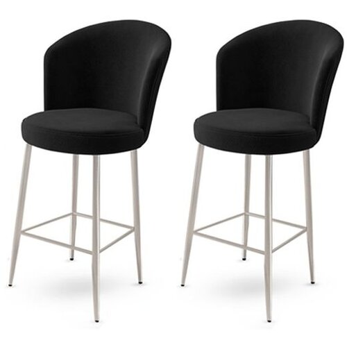 Hanah home Fora - Black, Chrome BlackChrome Bar Stool Set (2 Pieces) Cene