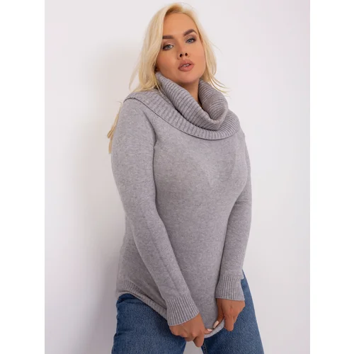 Fashion Hunters A plus-size gray sweater with a flowing turtleneck