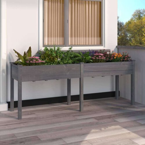 VidaXL Sadilica s oblogom siva 203 x 53 x 76 cm od masivne jelovine Slike