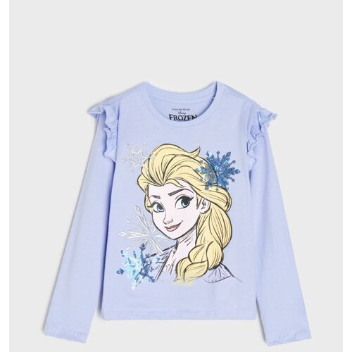 Sinsay Pamučna majica dugih rukava s volanima i &scaron;ljokičastim aplikacijama Frozen Cijene