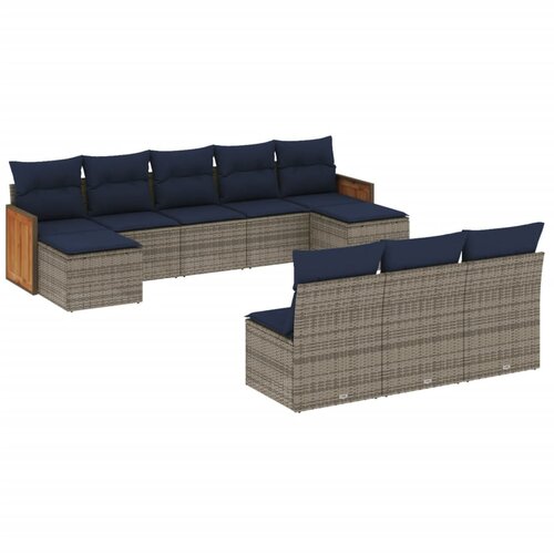 vidaXL 10-delni vrtni komplet sedežnih garnitur z blazinami siv poli ratan, (5000293194) Cene