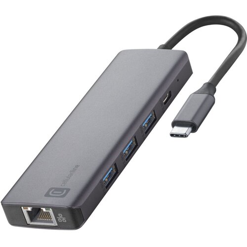 Cellular Line Celularni Hub Pro USB Type-C na USB 2x Type-A, USB Type-C, HDMI, LAN, SD Cene