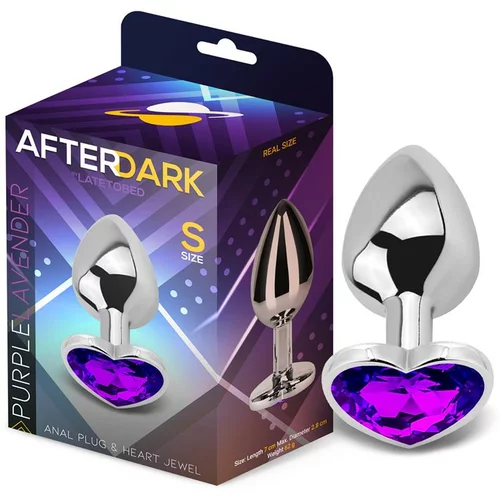 Afterdark Heart Shaped Butt Plug Silver/Purple Size S