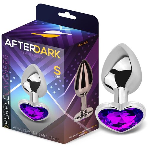 Afterdark Heart Shaped Butt Plug Silver/Purple Size S Slike