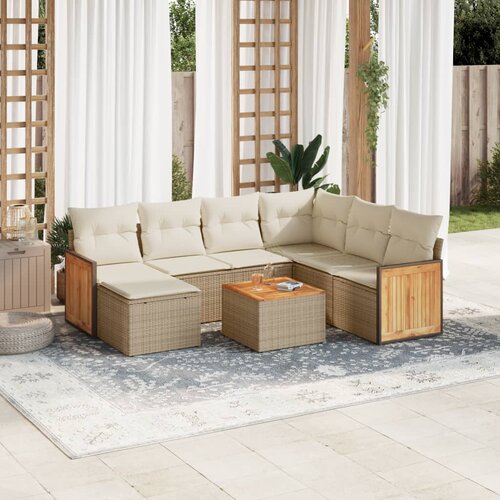 VidaXL 8-dijelni set vrtnih sofa od poliratana s jastucima bež Slike