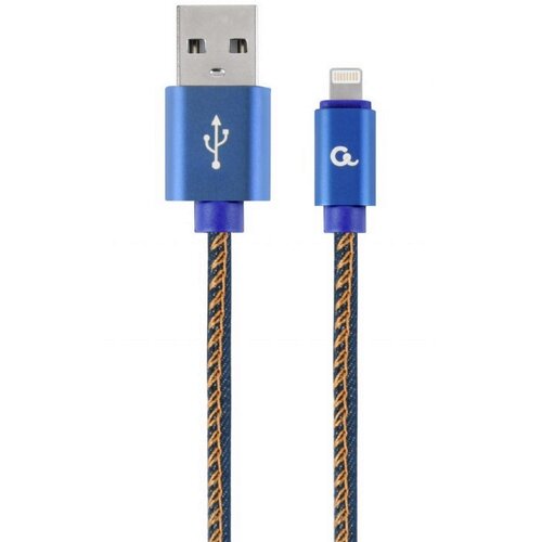 Gembird CC USB2J AMLM 1M BL Premium jeans denim 8 pin cable with metal connectors, 1m, blue Cene